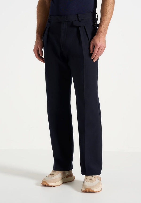 Pierre - Twin Pleat Tailored Pants - Navy