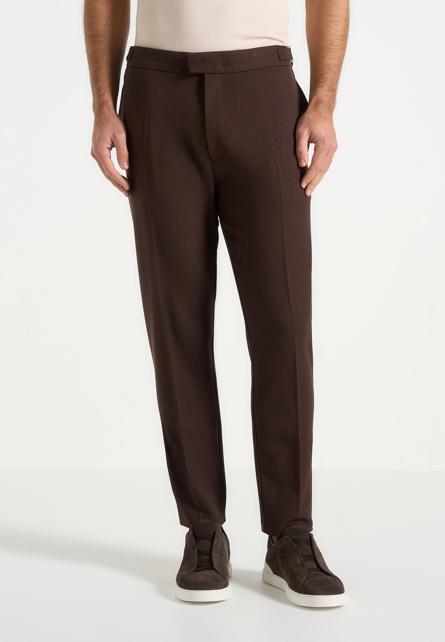 Hubert - Slim Fit Tailored Trousers - Brown 