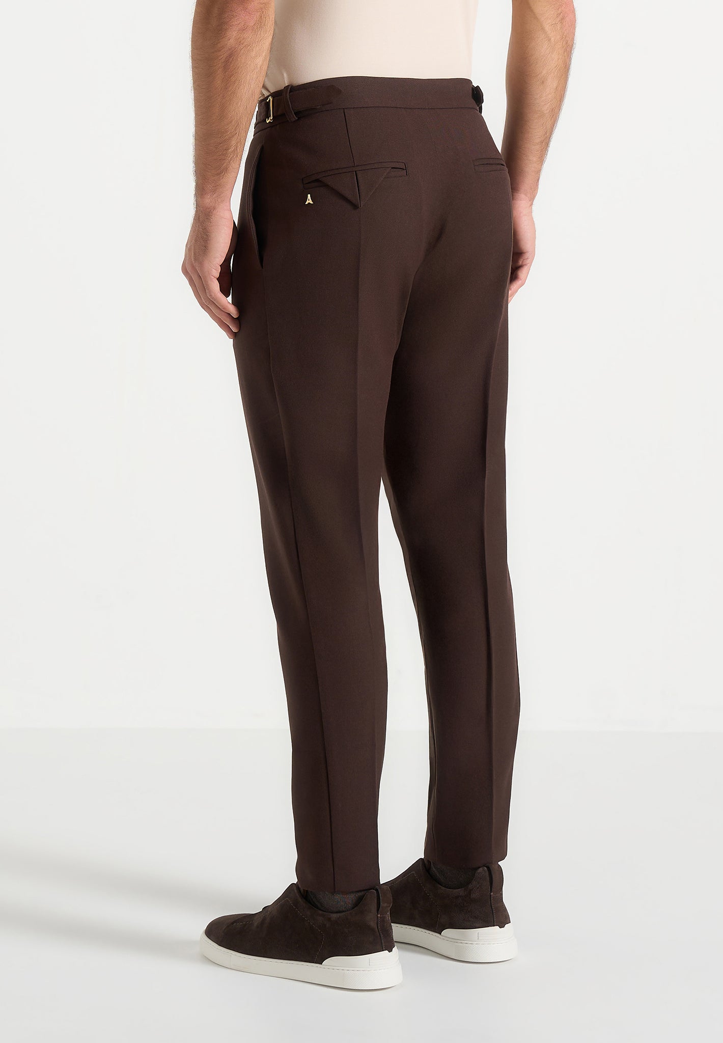 Hubert - Slim Fit Tailored Trousers - Brown