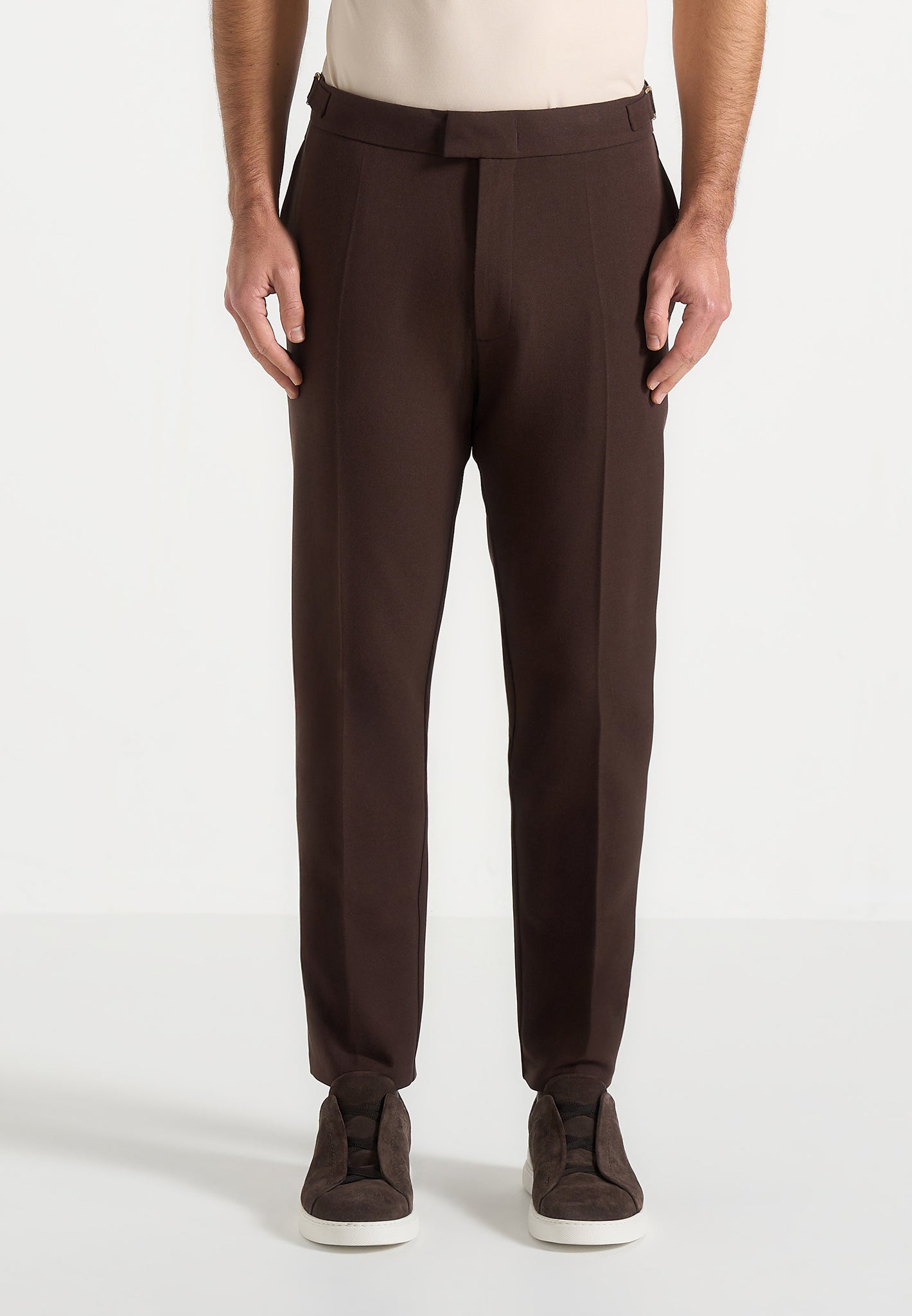 Hubert - Slim Fit Tailored Trousers - Brown