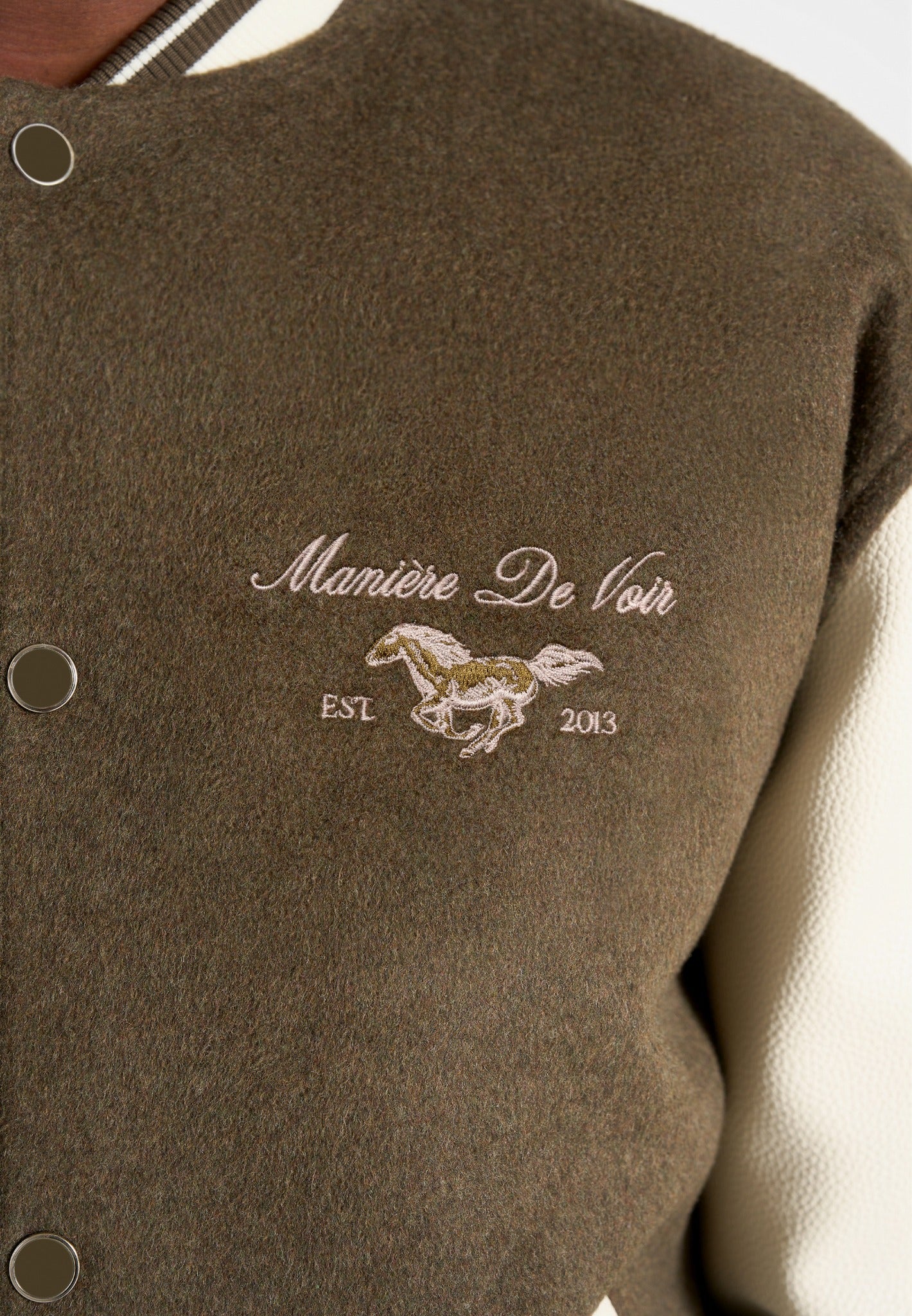Equestrian Wool-Blend Varsity Jacket - Olive