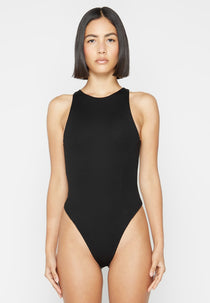 Racer Neck Bodysuit - Black