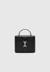 Leather Eiffel Clasp Vanity Case - Black