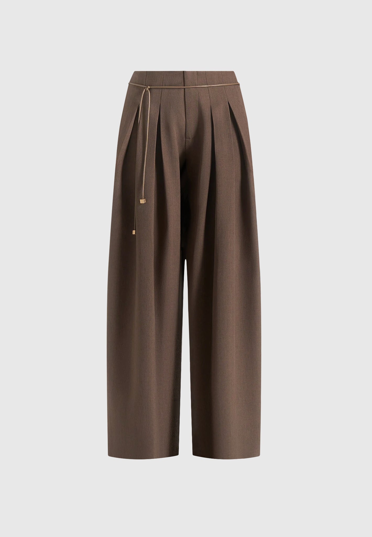 flora-box-pleat-wide-leg-belted-trousers-brown