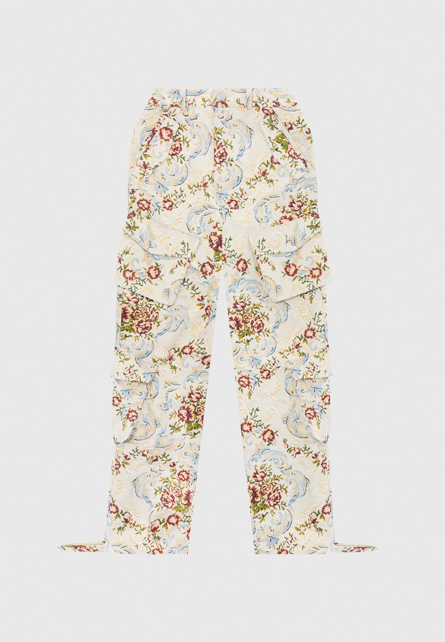 floral-jacquard-high-waisted-cargo-pants-beige