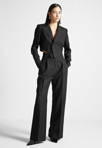 Elsa - High Waisted Tailored Trousers - Black