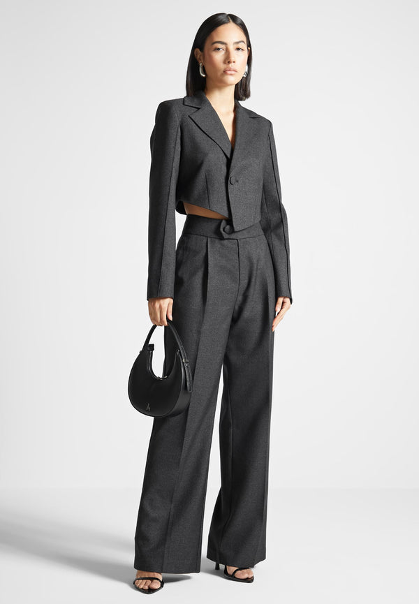 Elsa - High Waisted Tailored Trousers - Dark Grey