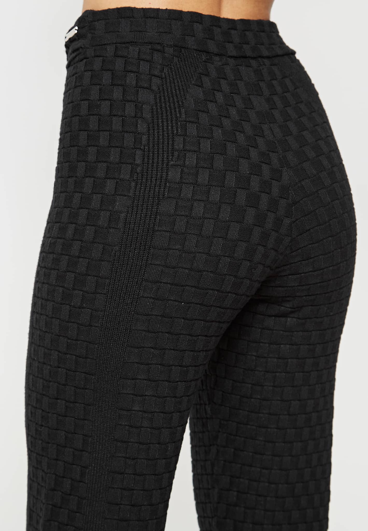 Knitted High Waisted Leggings - Black