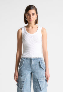 Alya - Eiffel Knitted Tank Top - White