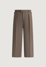 Dorian - Relaxed Fit Pleated Textured Tailored Pants - Taupe