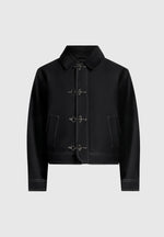 Nino - Clasp Detail Contrast Stitch Gabardine Jacket - Black