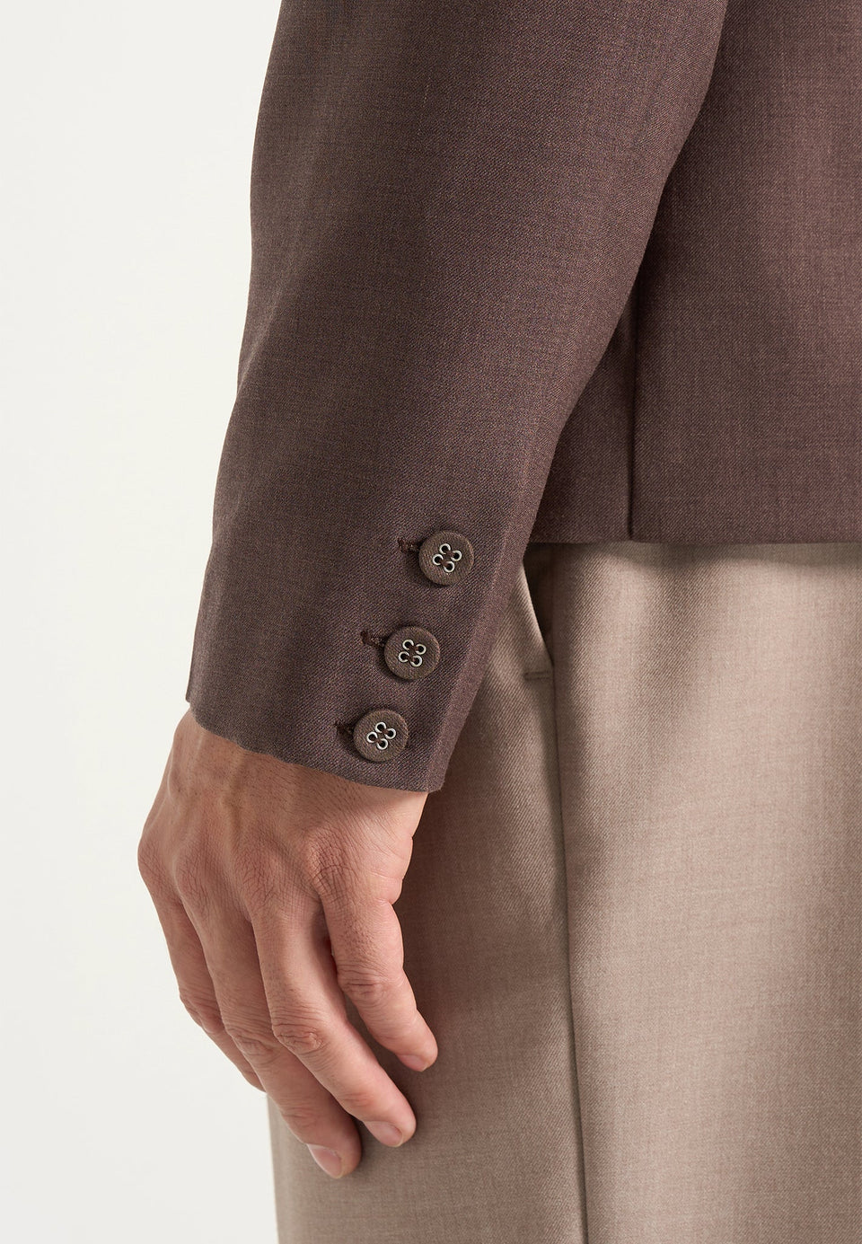 Didier - Double Breasted Twill Suit Blazer - Brown