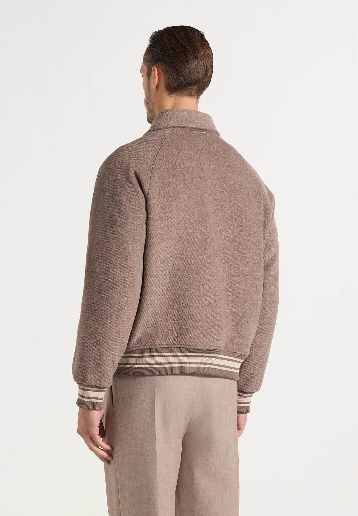 Andre - Contrast Wool-Blend Varsity Jacket - Beige