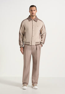 Andre - Contrast Wool-Blend Varsity Jacket - Beige