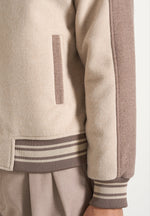 Andre - Contrast Wool-Blend Varsity Jacket - Beige