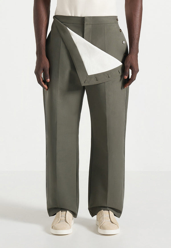 Henri - Foldover Trousers - Olive