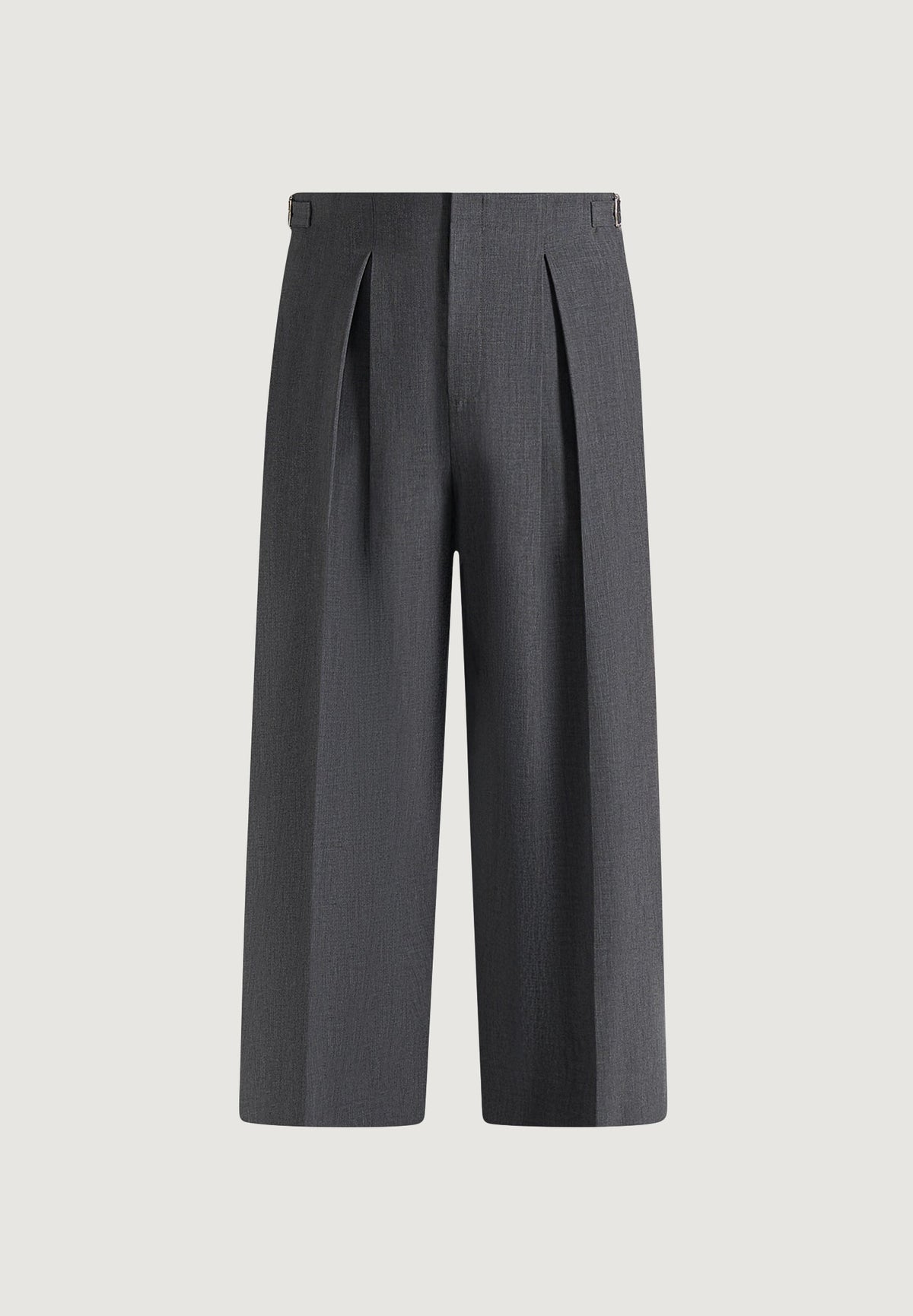 Lior - Box Pleat Wide Leg Wool-Blend Pants - Grey