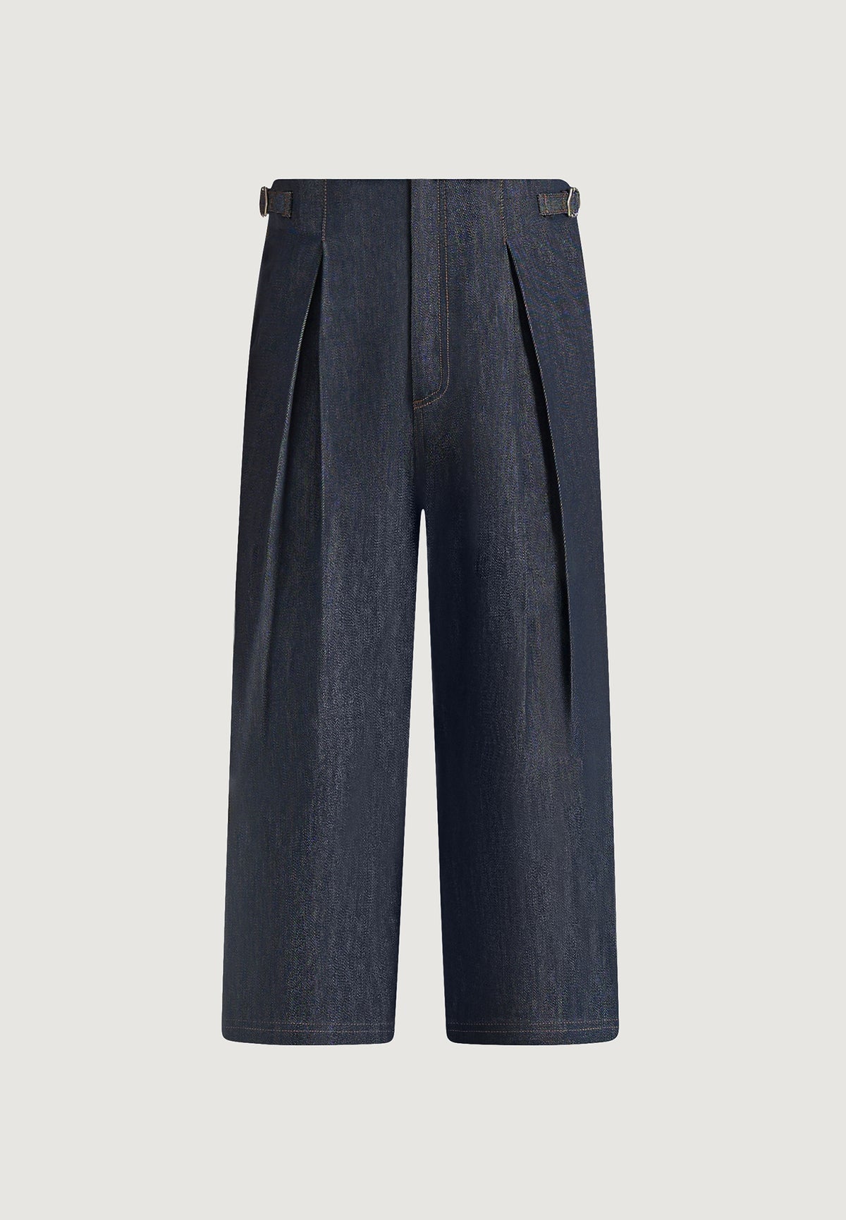 Lior - Box Pleat Wide Leg Denim Jeans - Indigo