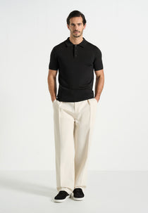 Bryn - Luxe Knitted Polo Top - Black