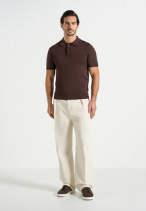 Bryn - Luxe Knitted Polo Top - Brown