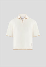 Lenny - Boxy Polo Shirt With Whipstitch Detail - Cream