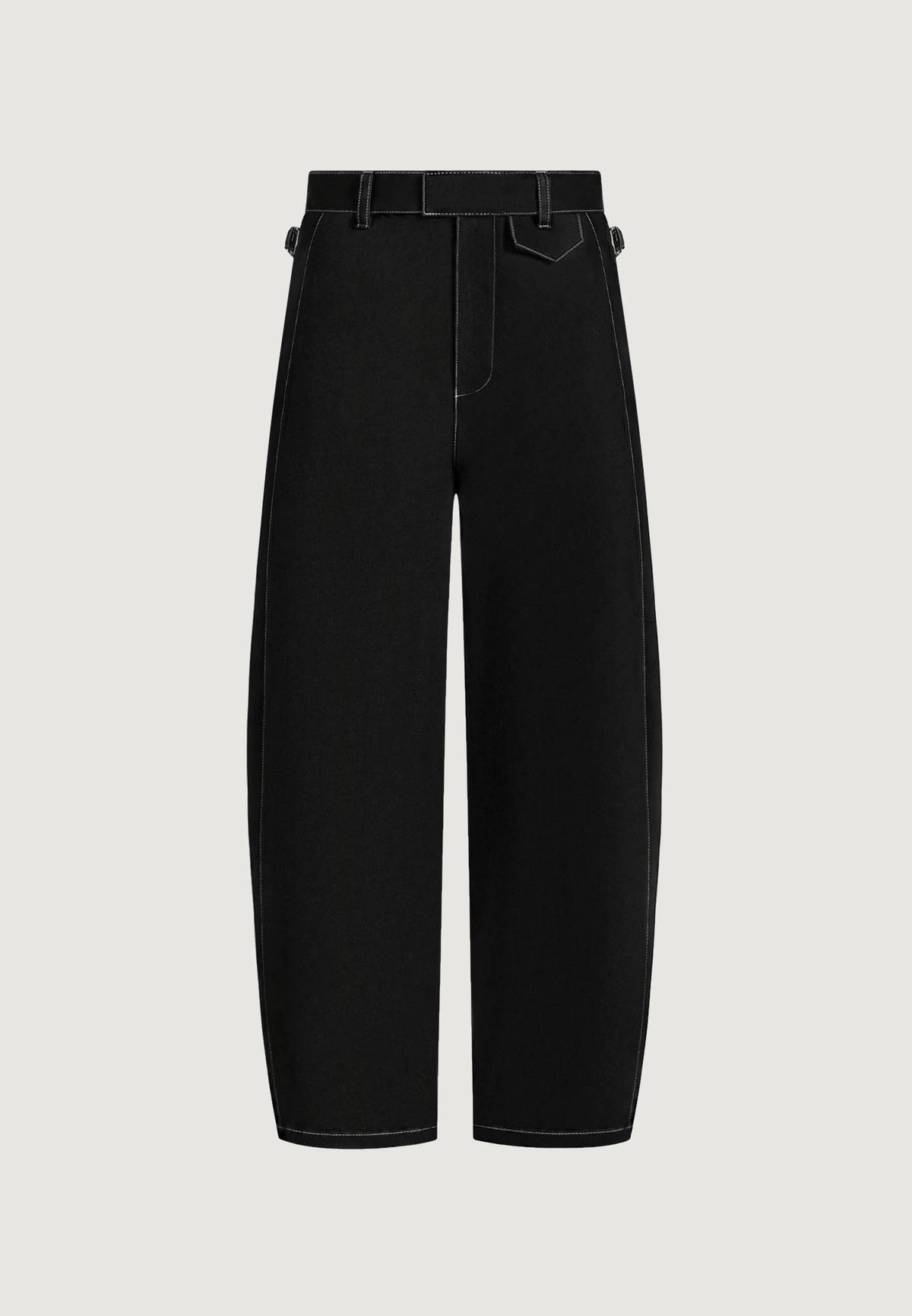 marceau-contrast-stitch-barrel-leg-trousers-black