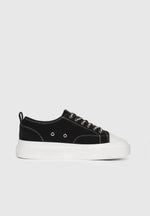 Vienna - Suede Contrast Stitch Sneaker - Black