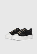 Vienna - Suede Contrast Stitch Sneaker - Black