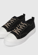 Vienna - Suede Contrast Stitch Sneaker - Black