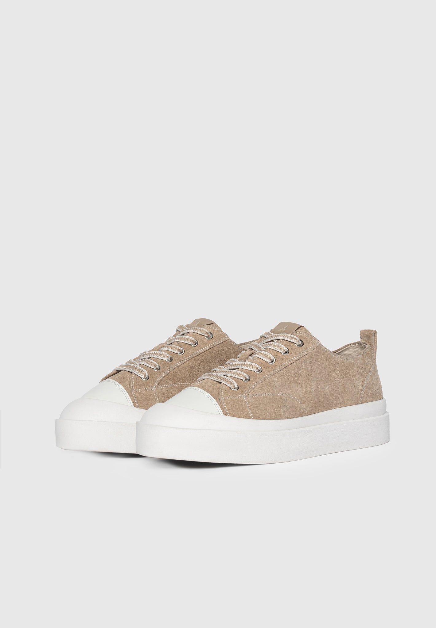 Vienna - Suede Contrast Stitch Sneaker - Beige
