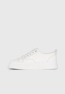 Vienna - Leather Contrast Stitch Sneakers - White