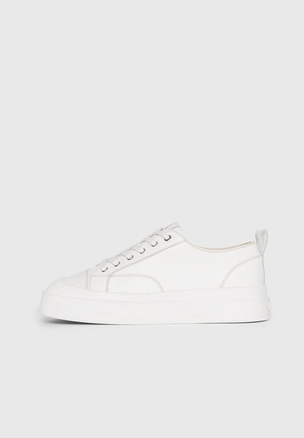 Vienna - Leather Contrast Stitch Sneakers - White