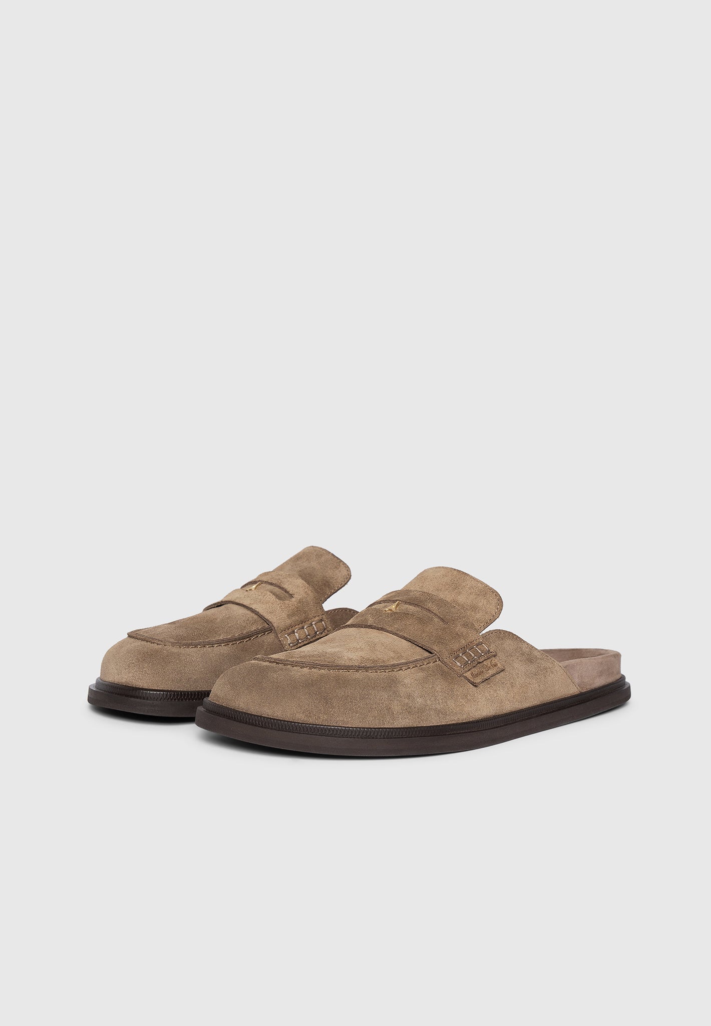 Sidney - Men's Suede Loafer Mules - Taupe