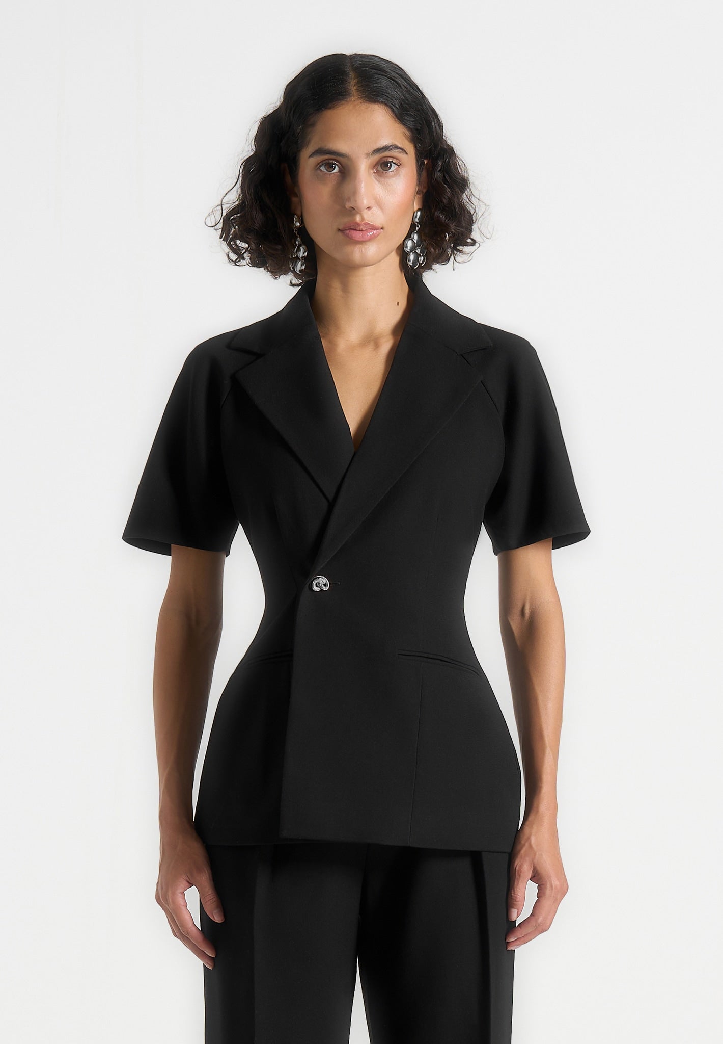malika-double-breasted-short-sleeve-blazer-black