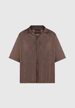 Justin - Pleated Boxy Shirt - Brown