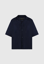 Justin - Pleated Boxy Shirt - Navy