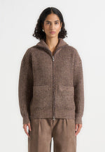 Jamie - Unisex Speckled Wool Zip Through Jacket - Taupe