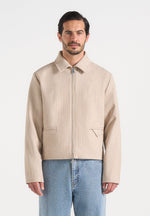 amir-boxy-hatched-harrington-jacket-beige