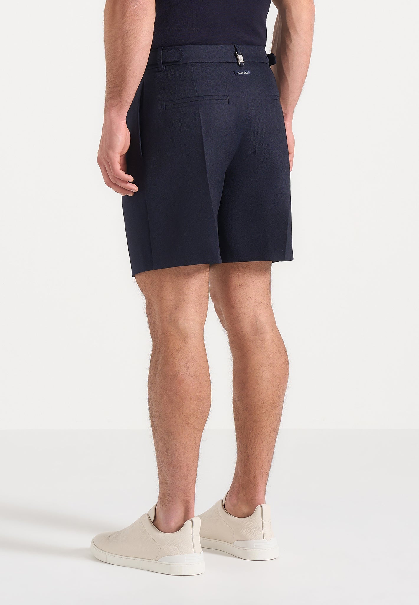 Marin - Tailored Pleated Shorts - Navy