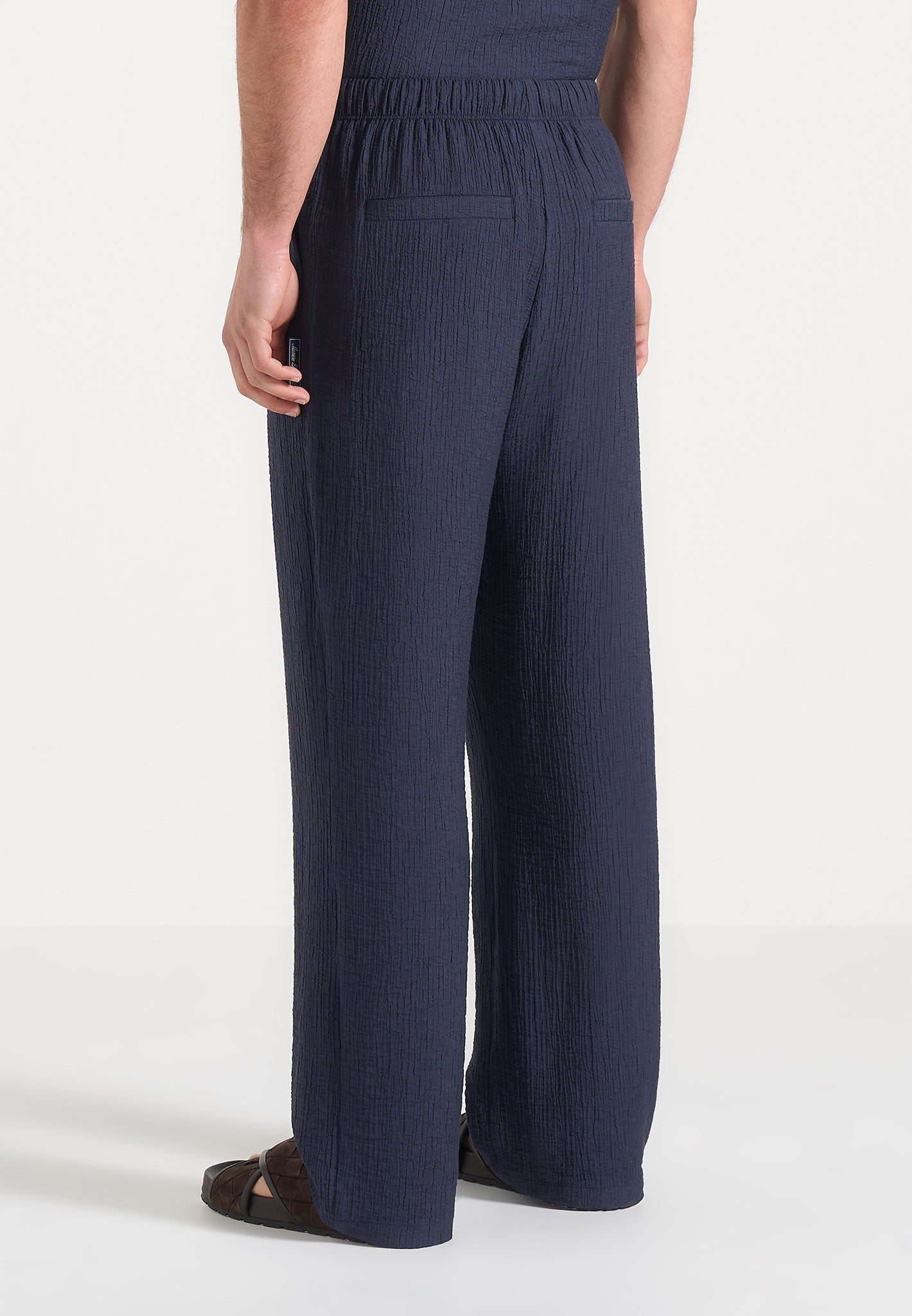 Addison - Unisex Textured Relaxed Fit Pants - Navy