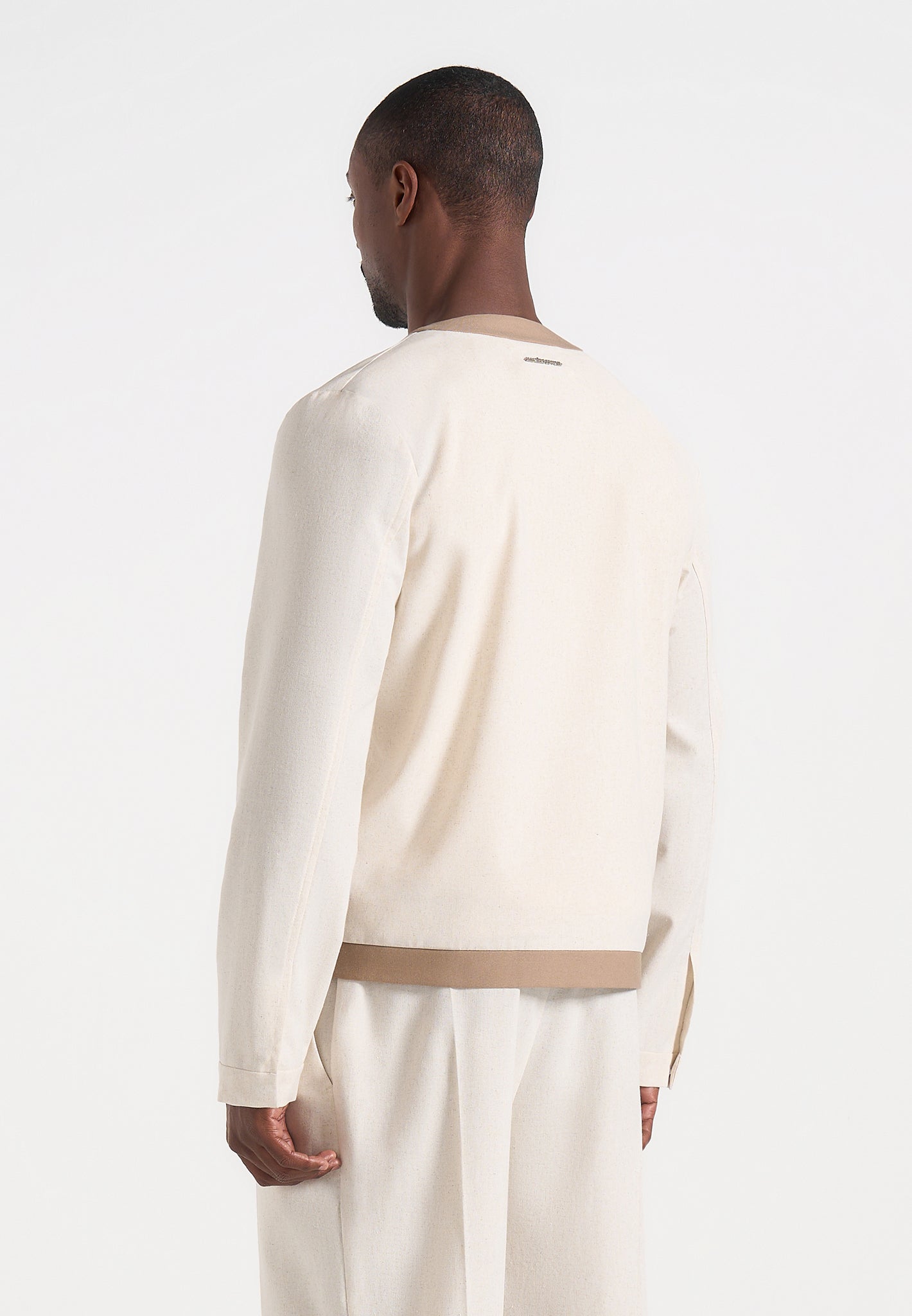 Clovis - Linen Cardigan With Contrast Placket - Natural