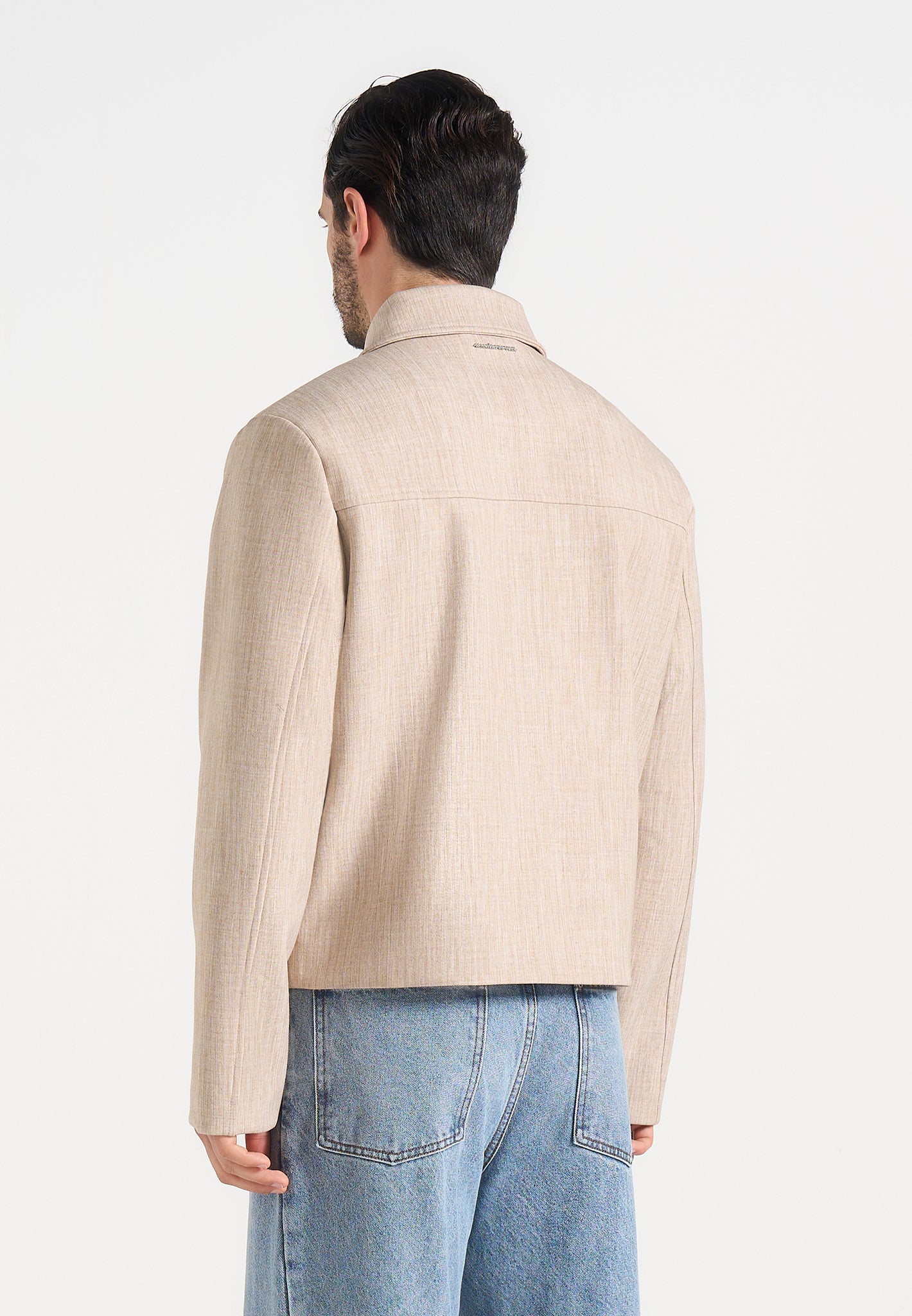 amir-boxy-hatched-harrington-jacket-beige