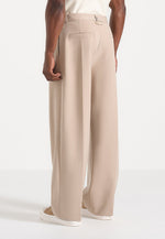 Loic - Wide Leg Tailored Pants With Belt - Beige