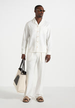 Pierre - Relaxed Fit Linen Pleated Pants - White