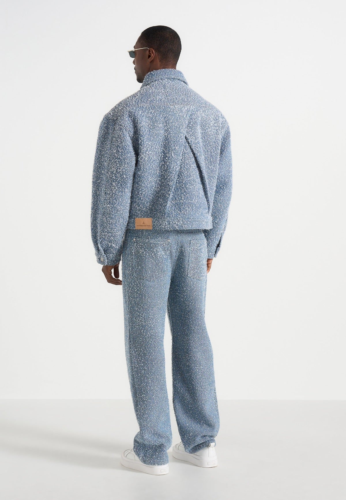 Damien - Boucle Denim Jacket With Back Pleat - Blue