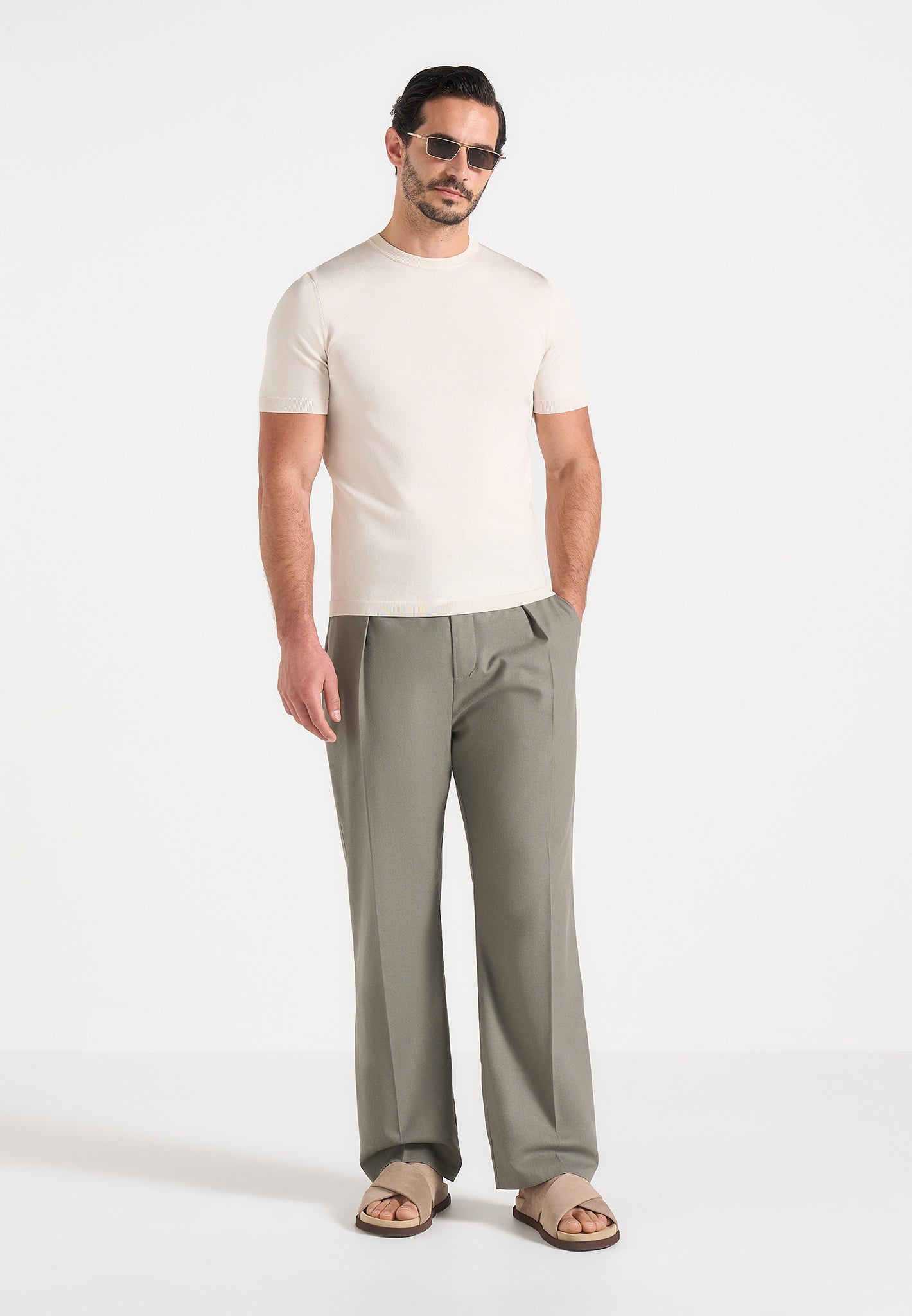 Dorian - Pleated Linen Pants - Khaki