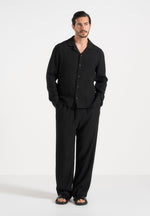 Bailey - Unisex Textured Long Sleeve Shirt - Black