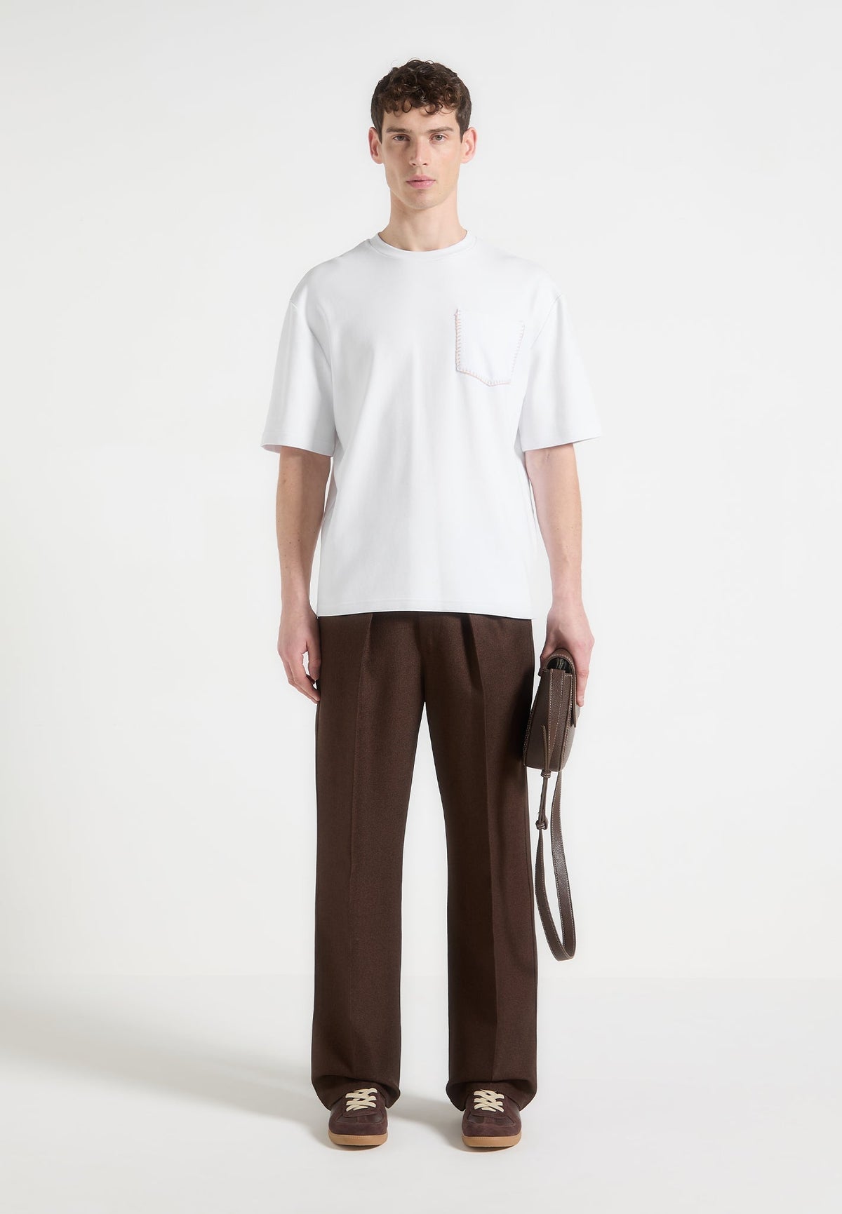 Whipstitch Pocket Cotton T-Shirt - White