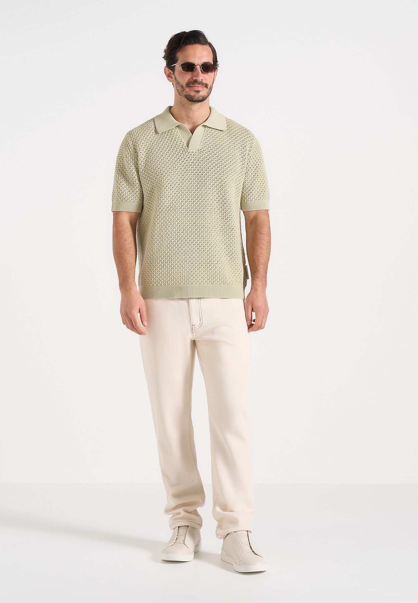 conrad-open-knit-polo-shirt-sage 