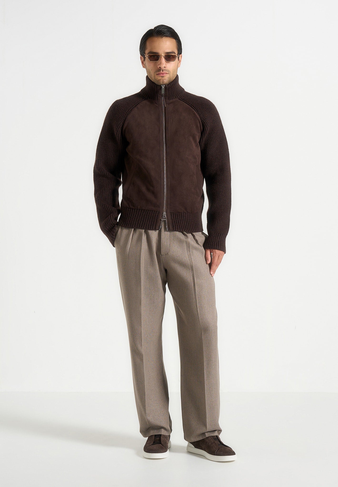 rami-suede-knit-jacket-brown